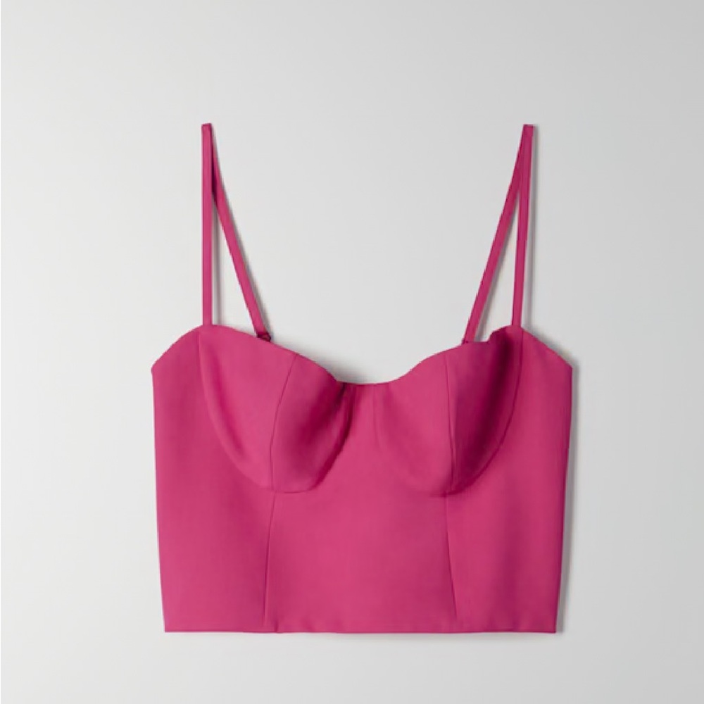 Fuchsia Bustier Crop Top with Thin Straps